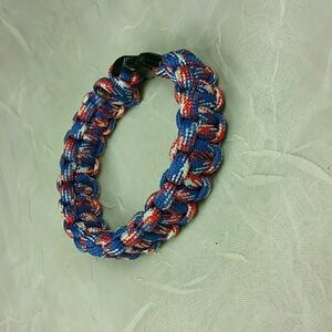 Patriotic Red White Blue Paracord Survival Bracelet 8.5" Outdoor Camping Gear